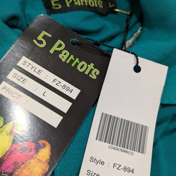 5 Parrots Men's Green Polo Shirt, Size L, St. Maarten, Dutch Caribbean, NWT - Picture 10 of 12